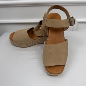 Spanish Sandal Co Tan Suede Platform Espadrille Wedge Sandals Made in Spain 40